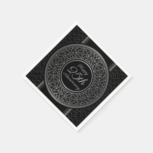 25周年記念シルバーメダリオン紙ナプキンス スタンダードカクテルナプキン (角)