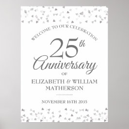 25周年記念シルバーラブハートウェルカムサイン ポスター