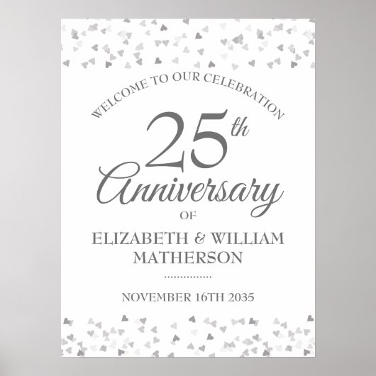 25周年記念シルバーラブハートウェルカムサイン ポスター (正面)