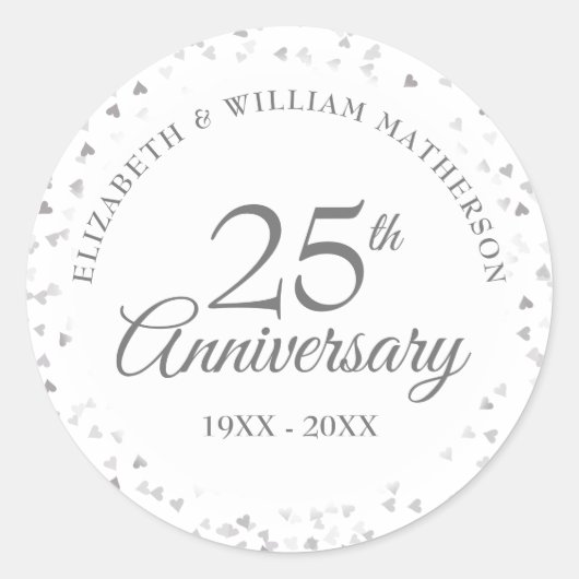25周年記念シルバーラブハート紙吹雪 ラウンドシール (正面)