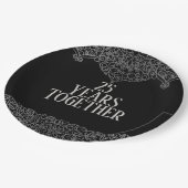 25周年記念シルバーレースオンブラック紙プレート ペーパープレート (アングル)