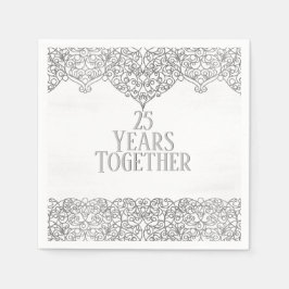 25周年記念シルバーレースONホワイト スタンダードカクテルナプキン