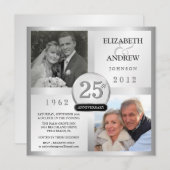 25周年記念シルバー招待状2枚 招待状 (正面/裏面)