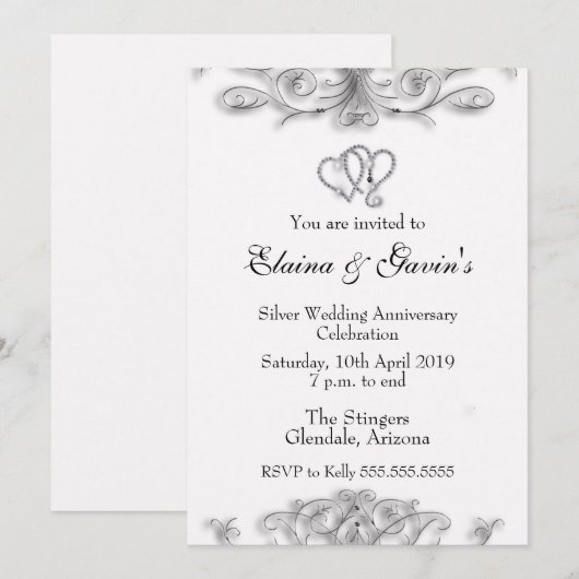25周年記念シルバー招待状 招待状 (正面/裏面)