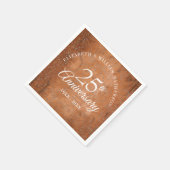 25周年記念シルバー紙吹雪ボホウ素朴ウッド スタンダードカクテルナプキン (角)