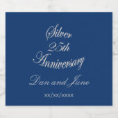 25周年記念シルバー記念日パーソナライズデザイン スパークリングワインラベル (シングルラベル)