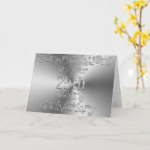 25周年記念シ結婚ックシルバータイポグラフィ カード (黄色い花)