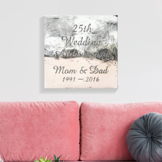 25周年記念シ結婚ックシルバータイポグラフィ キャンバスプリント (インサイチュ (リビング))