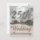 25周年記念シ結婚ックシルバータイポグラフィ ポストカード (正面/裏面)