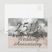 25周年記念シ結婚ックシルバータイポグラフィ ポストカード (正面/裏面)