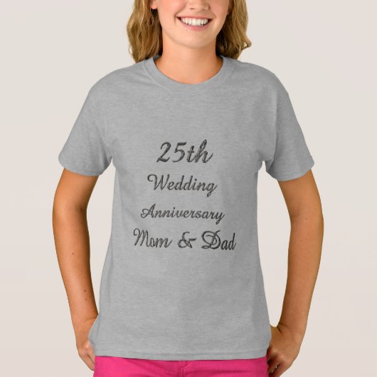25周年記念シ結婚ックシルバータイポグラフィ Tシャツ (正面)