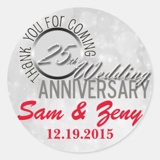 25周年記念ステッ結婚カーありがとう ラウンドシール (正面)