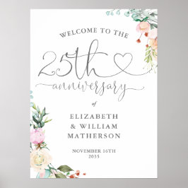 25周年記念ハートスクリプトフローラウェルカムサイン ポスター