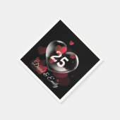 25周年記念ハートバブル赤いハート スタンダードカクテルナプキン (角)