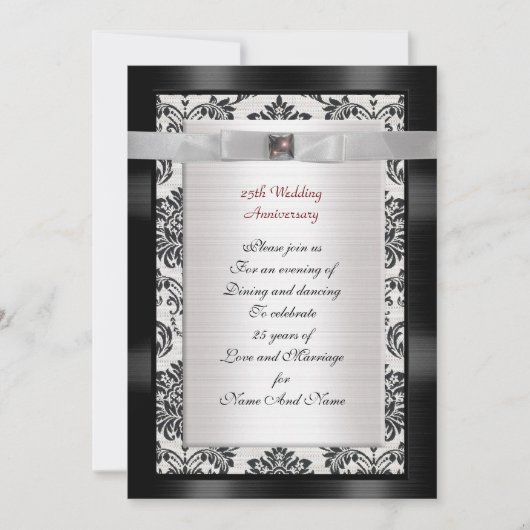 25周年記念パーティの招待状白黒 招待状 (正面)