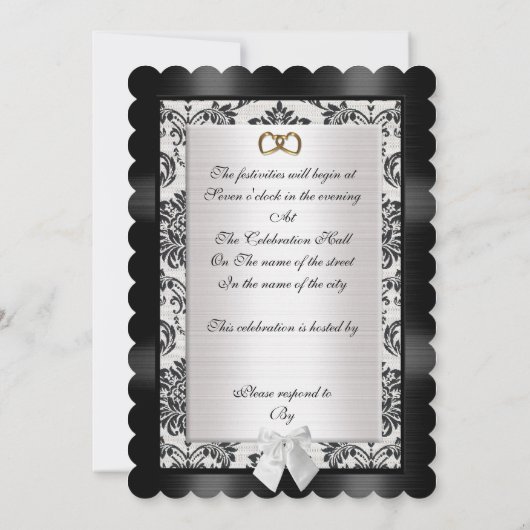 25周年記念パーティの招待状白黒 招待状 (裏面)