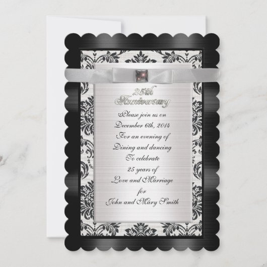 25周年記念パーティの招待状白黒 招待状 (正面)