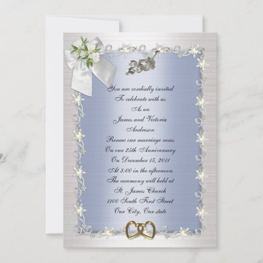 25周年記念パーティの招待状 エレガント 招待状 (正面)
