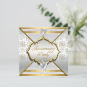 25周年記念パーティーエレガントホワイトシルバー金ゴールド 招待状 (スタンド正面)