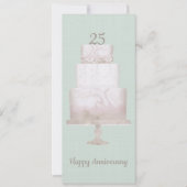 25周年記念パーティーカスタムケーキグリーンリネン 招待状 (正面)