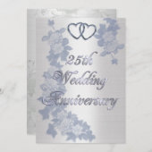 25周年記念パーティーシルバーハート フォーマル 招待状 (正面/裏面)