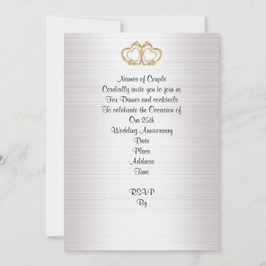 25周年記念パーティーシルバーハート フォーマル 招待状 (裏面)