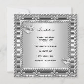 25周年記念パーティーシルバーホワイトハートジュエル3 招待状 (裏面)