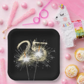 25周年記念パーティースパーカーズオンブラック ペーパープレート (パーティー)