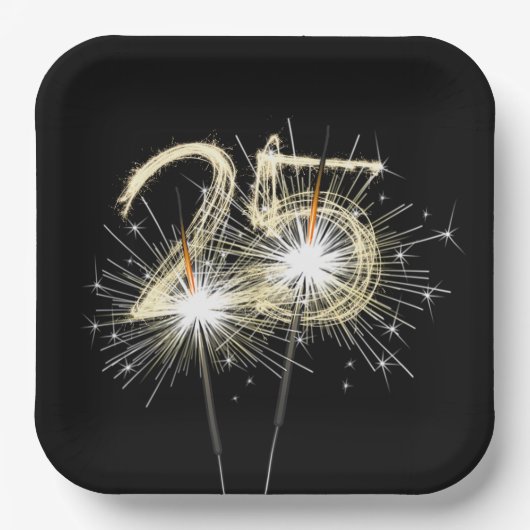 25周年記念パーティースパーカーズオンブラック ペーパープレート (正面)