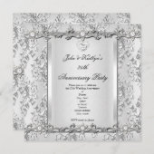 25周年記念パーティーダマスクダイヤモンドホワイト 招待状 (正面/裏面)