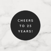 25周年記念パーティーブラックパーソナライズされたシルバー コンフェッティ (スモール正面)