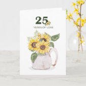 25周年記念ヒマワリの年月の愛 カード (黄色い花)