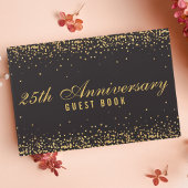 25周年記念ブラック金ゴールド紙吹雪 エレガント ゲストブック