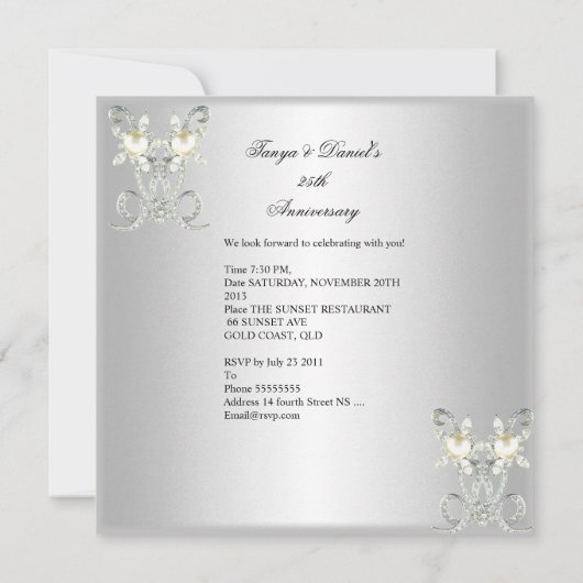 25周年記念ホワイトシルバーパールジュエル2 招待状 (裏面)