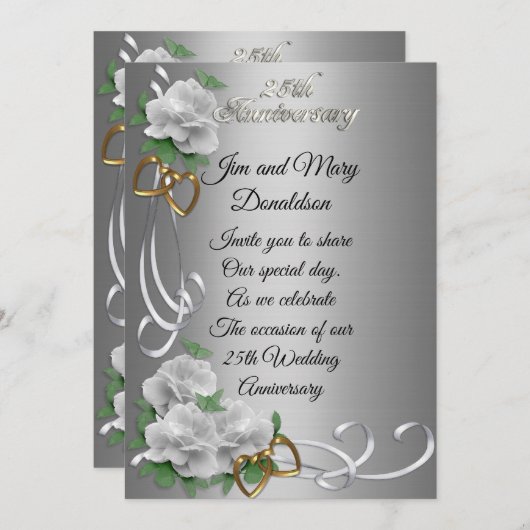 25周年記念ホワイトロエレガントローズ 招待状 (正面/裏面)