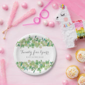 25周年記念ユーカリフローラ緑 ペーパープレート (パーティー)