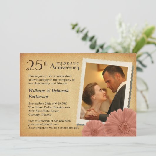 25周年記念ヴィンテージデイジー写真招待状 招待状 (スタンド正面)