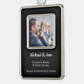 25周年記念写真記念 |休日のカップル シルバープレートフレームオーナメント (左)