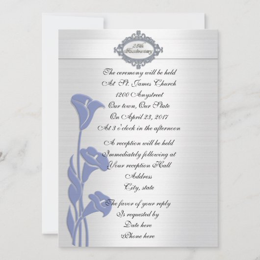 25周年記念招待状ブルーキャラリリー 招待状 (裏面)