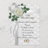 25周年記念招待状ホワイトローズ 招待状 (正面/裏面)