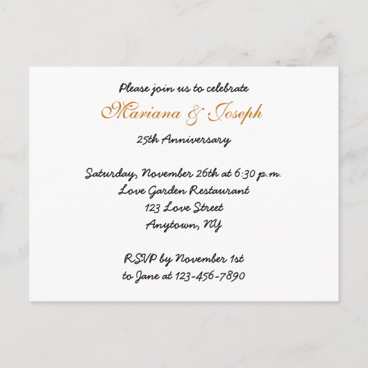 25周年記念招待状葉書 インビテーションポストカード (裏面)