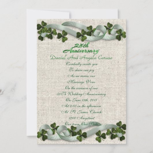 25周年記念招待状 アイルランド風テーマ 招待状 (正面)