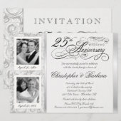 25周年記念招待状 エレガント - 当時と現在 招待状 (正面/裏面)