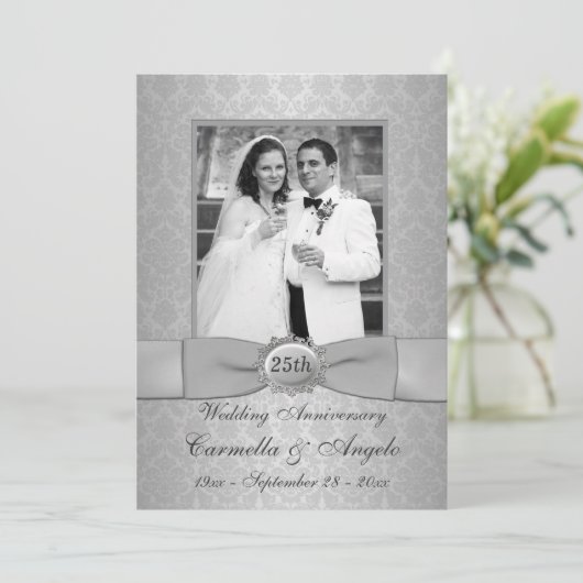 25周年記念招待状 – シルバー紙を使用しない！ 招待状 (スタンド正面)