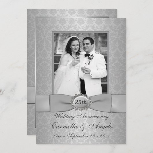 25周年記念招待状 – シルバー紙を使用しない！ 招待状 (正面/裏面)