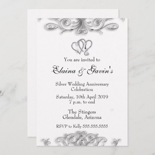 25周年記念招待状（シルバー） 招待状 (正面/裏面)