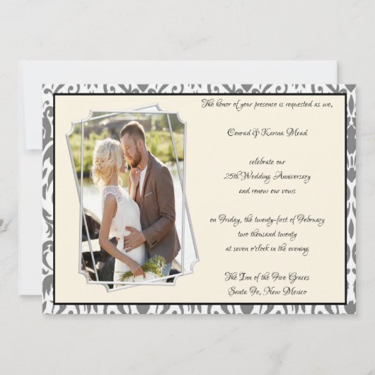 25周年記念日お祝い 招待状 (正面)