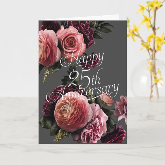 25周年記念日にエレガントフローラ カード (黄色い花)