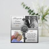 25周年記念日の銀のウェディングアニバーサリー フォト 招待状 (スタンド正面)
