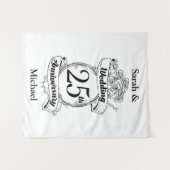 25周年記念日の銀の結婚式の花 ローズ タペストリー (正面(横))